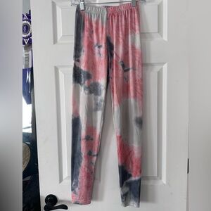 Tie-Dye Leggings in Pink, Gray & White